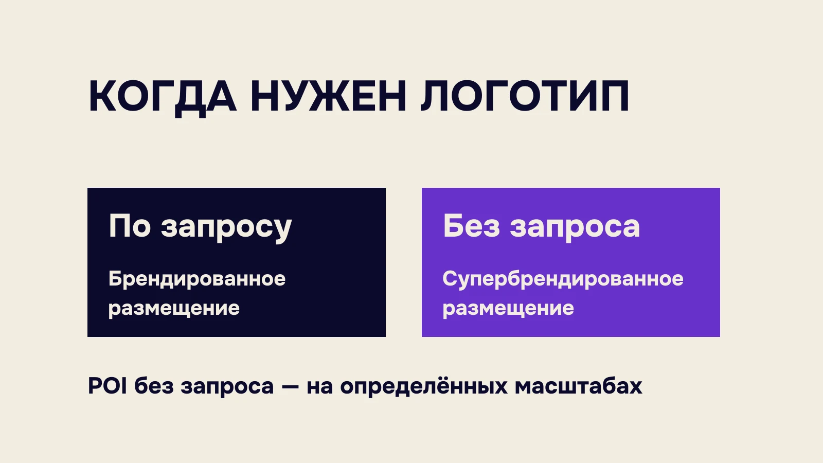 Логотип по запросу и POI без запроса в брендированных форматах